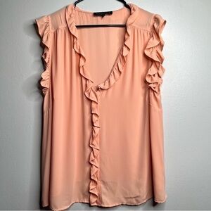 Eloquii Ruffle Button Up‎ Peach Blouse Size 20